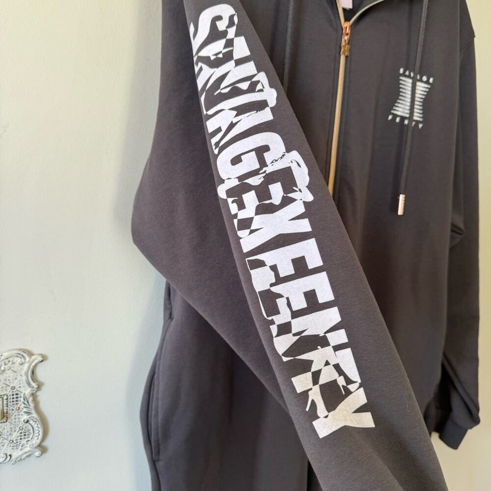 Savage X Fenty Gray Forever Showgirl Hooded One piece Jumpsuit Lounge Pajamas L - Picture 11 of 13
